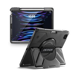 Dexnor Case for iPad Pro 12.9 inch 6th/5th/4th/3rd Gen Extra-Wide Stand
Rugged Protective Case, 360° Rotating Hand Strap, Built-in Screen Protector, Pencil Holder, Shockproof Full-body, Black