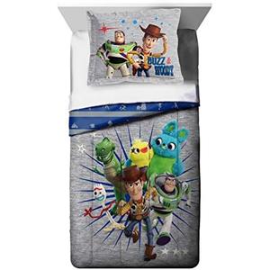 Jay Franco Disney Pixar Story 4 All The Twin/Full Comforter & Sham Set - Super Soft Kids Reversible Bedding Features Woody & Buzz Lightyear - Fade Resistant Microfiber(Official Disney Pixar Product)