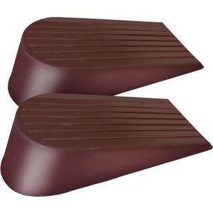 Extra Large Rubber Door Stoppers - Door Stop Wedge, Heavy Duty Jumbo Flexible Door Holder - Brown 2 Pack - Non Marking Anti Slip Jammer