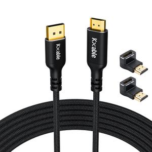 8K DisplayPort to HDMI Cable 4 Feet, DP 1.4 to HDMI 2.1 Video Cord (8K@60Hz,4K@120Hz), Uni-Directional Braided Monitor Cord, Support Dynamic HDR, HDCP 2.3, DSC 1.2, for RTX 3090, RX 6900, PC, AMD