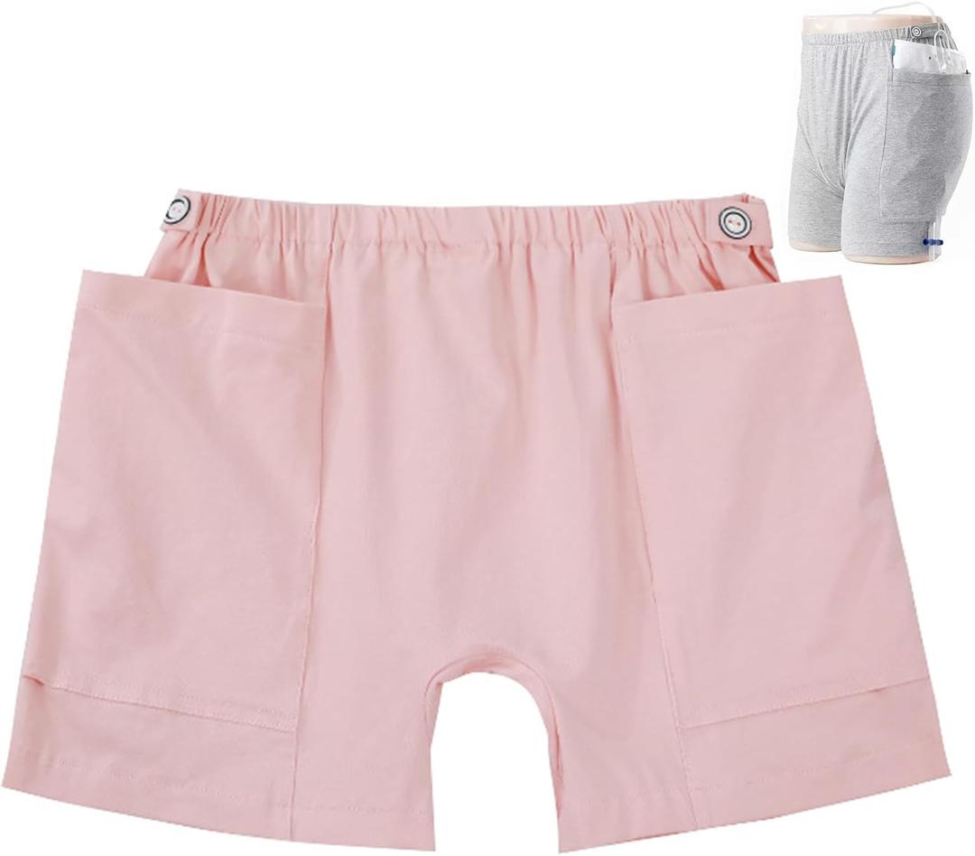 AUSTYLCO New Type of Urine Bag Pants,Underwear Urine Bag Pants for Elderly,Urine Drainage Bag Underwear,Nephrostomy Bag Pants for Abdominal Surgeries Patient (X-Large, Pink)