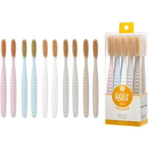 Wangta Soft Toothbrush, 10 Pack (Gold)  Best Manual Toothbrush for Maximum, Efficient Cleaning and Sensitive Gums and Teeth