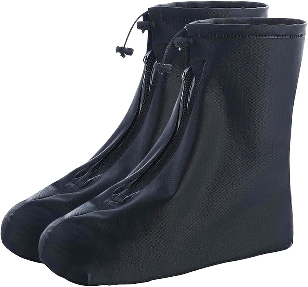 Rain Boot Waterproof Shoes Covers, Sand Control Non-Slip Shoe Cover Galoshes, PVC Rubber Sole Reusable Rain Snow Boots Overshoes for Cycling Outdoor Camping Fishing Garden (XXL, Black)