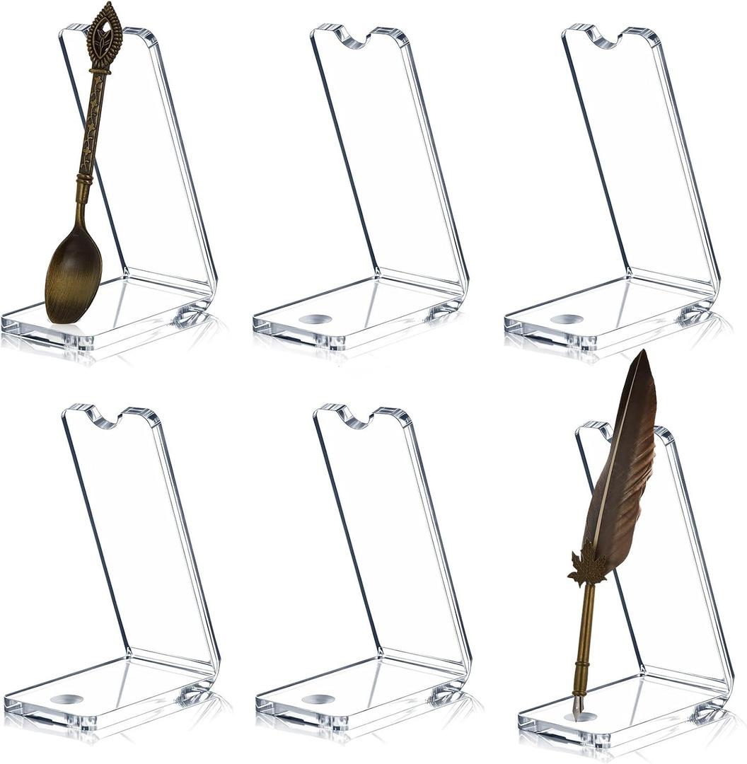 6 Pcs Transparent Acrylic Spoon Pen Display Stand Rack, 3.8x2.56x1.57inch