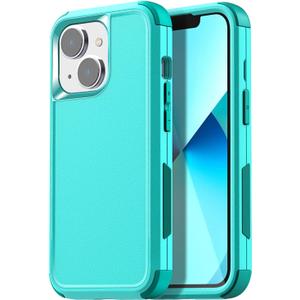 AICase for iPhone 13/iPhone 14,Heavy Duty 3-Layer Rugged Pocket-Friendly Phone Case,Durable Military Grade Protection Shockproof/Drop Proof/Dust-Proof Protective Cover (Light Blue)