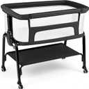 Cowiewie Bassinet Bedside Sleeper, Lightweight Portable Crib, Black