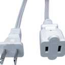 5 FT Extension Cord, White 2 Prong Power Cord Cable,Small Short 18 AWG Power Cable, US Male Female Extension Cords for Nema 1-15P to 1-15R, Used for Indoor,Home,Office,Lights