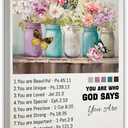 Christian Flowers Wall Art Inspirational Bible Verses Canvas Wall Decor God Says You Are Canvas Poster Prints Religious Pictures for Home Office Dining Bathroom Framed 16x24 Inch