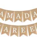 Burlap Ramadan Kareem Banner Muslim Fireplace Mantel Decoration Rustic Ramadan Kareem Bunting Banner for Mantle Fireplace Ramadan Party Decor Supplies