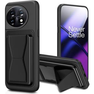 Wallet Phone Case for OnePlus 11 5G with Card Holder & Kickstand/Stand Drop Protection Cover - Black