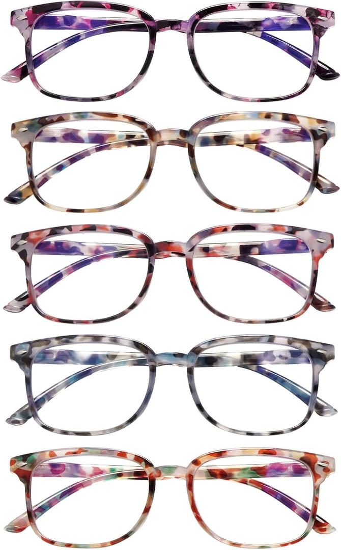 5 Pack Reading Glasses Blue Light Blocking for Women,Computer Readers with Spring Hinge (Multicolor-c2)