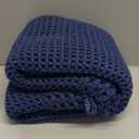 RESARE Waffle Bath Mat for Bathroom, Super Absorbent Bathroom Rugs Non Slip Machine Washable, Ultra Soft Quick Dry Boho Bath Rugs with Tassels for Floor, Upgraded Bordered Design, 18"x30" Navy