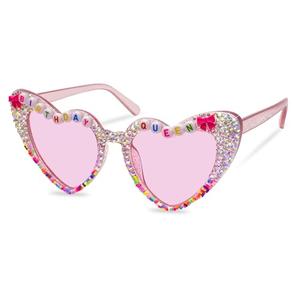Suwaoo Birthday Queen Glasses with Sparkling Rhinestone Bow Birthday Photographic Props & Birthday Girl Party Favors for Women | Funny Coquette Outfit Accessories