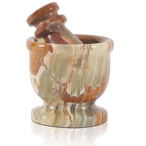 Marble Mortar and Pestle Set Green 2.5" Inches Handmade Garlic Crusher & Grinder Bowl for Kitchen Mortar and Pestle Set - Herb Grinder Spice Grinder