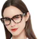 MARE AZZURO Retro Cat Eye Reading Glasses Women Large Frame Readers 1.25  (Leopard)