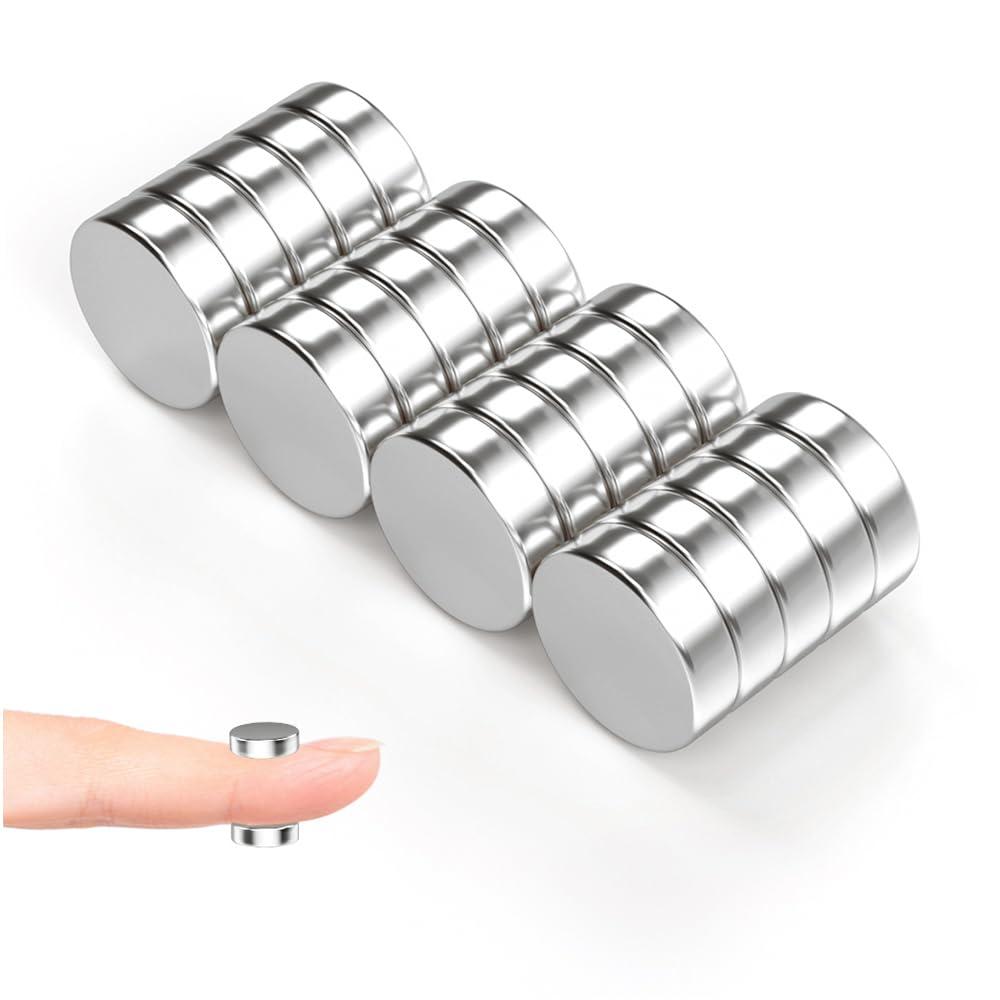 rhinocats 60Pcs Small Round Magnets,10x2mm Refrigerator Magnets,Mini Magnets for Office, DIY,Fridge, Crafts and Science