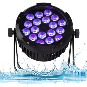 SHEHDS Par IP65 Waterproof Outdoor LED 18x18W RGBWA+UV Colors Uplights Wash/Strobe Stage DMX512 Sound Activated Fanless Muted DJ Lights for Christmas Party Wedding