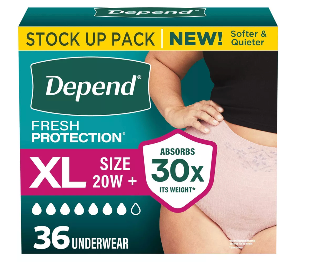 Depend Fresh Protection Adult Incontinence & Postpartum Underwear for Women - Maximum Absorbency - XL - Blush, 49ct 