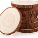 Fuyit Unfinished Wood Slices for Centerpieces, 10Pcs 4.7-5.1 Inch Natural Wooden Round Discs with Bark for Rustic DIY Crafts, Table Base, Wedding Decoration