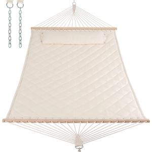 ANOW Heavy Duty Hammock with Spreader Bars and Detachable Pillow, Cream Size: 2 Person Without Stand
