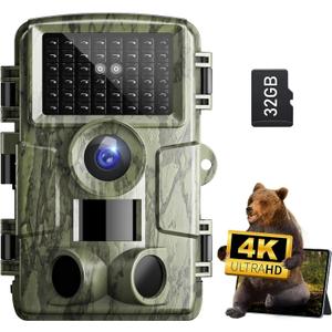 Trail Camera: with Night Vision 4K 48MP 130Wide-Angle Game Camera0.05s Trigger Motion Activated Hunting Camera 98ft IR Sensing IP66 Waterproof,for Outdoor Wildlife Surveillance & Home Security