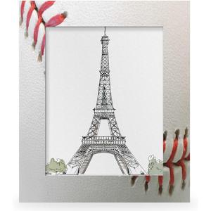 AUUXVA 5x7 Picture Frame Sport Ball Baseball Lace Photo Frame Wood Picture Frame for Desk Tabletop Wall Collage Decor, Display 4.6x6.6 Photos with Mat or 5x7 without Mat