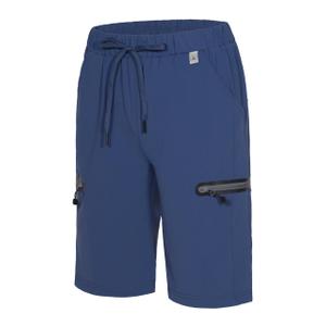 Mapamyumco Women's Hiking Cargo Shorts Ultra Stretch Quick Dry Lightweight for Camping Travel Golf with Zipper Pockets Navy L (L)