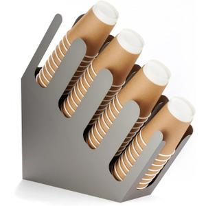 CURTA Stainless Steel Disposable Paper Cup Dispenser, Lid Dispenser 4 Compartment Coffee Cup and Lid Storage Organizer for Countertop Bar, Beverage Cup, Kitchen, Breakroom Restaurant
