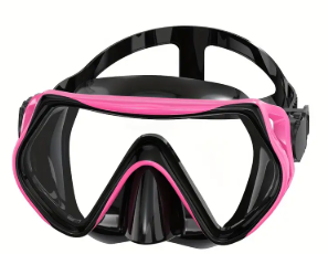 Panoramic Wide View,Anti-Fog Scuba Diving Mask (Adults, Black Pink)