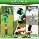 KUFFO Metal Garden Hose 50 ft - Heavy Duty Stainless Steel 304 Water Hose with 10 Function Nozzle - Flexible, Lightweight, Puncture-Resistant, No-Kink Outdoor Metal Hose for Yard, Gardening, Patio, RV