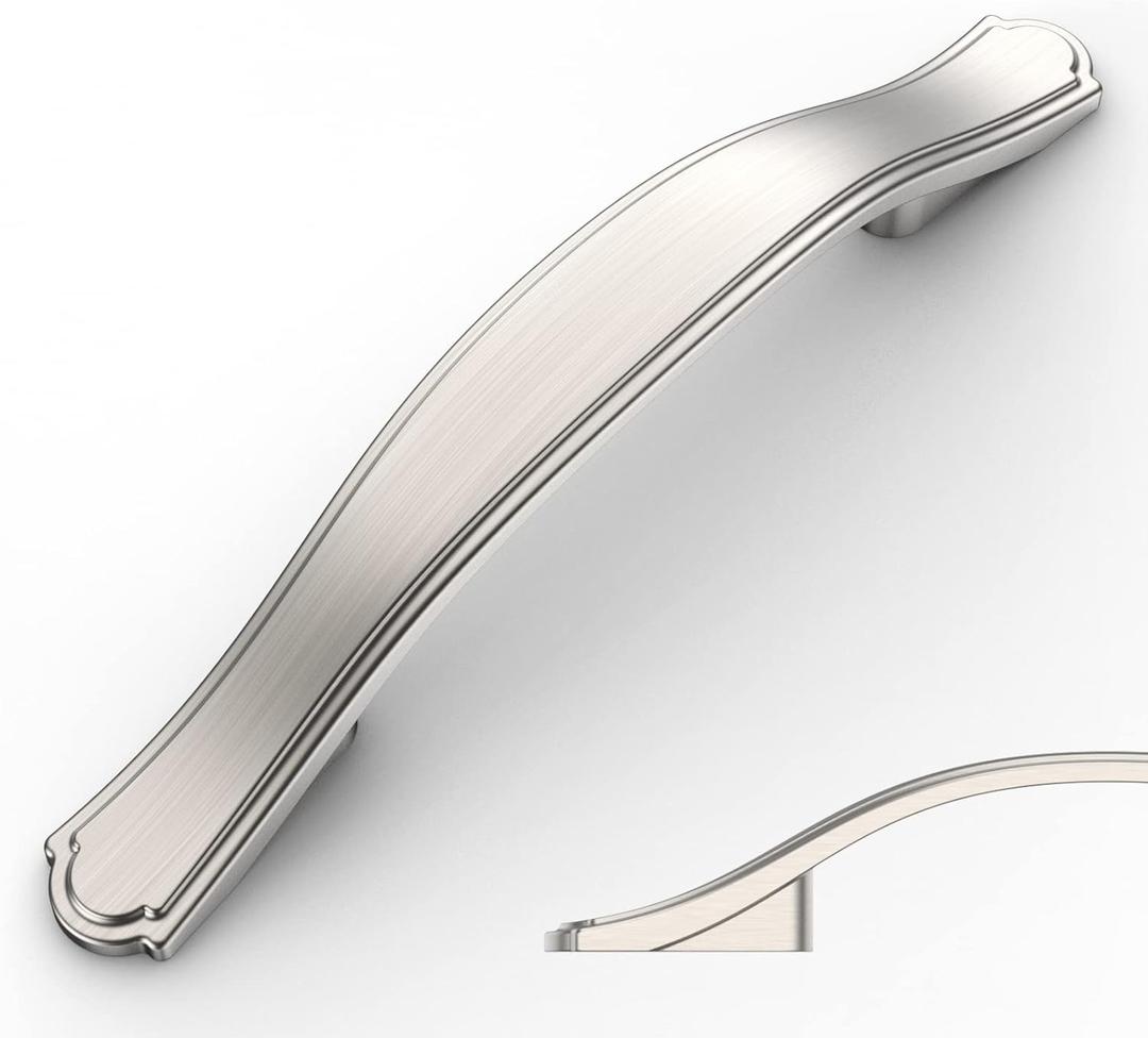 Asidrama 10 Pack 3 Inch(76mm) Brushed Satin Nickel Kitchen Cabinet Handles Cabinet Pulls Kitchen Cabinet Hardware for Cupboard Drawer Pulls (3" Hole Center)