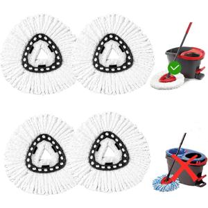 4 Pack Mop Head Replacement Compatible with O Cedar Triangle Swivel Mops,Spin Mop Replacement Head 100% Microfiber,Deep Cleaning,EPSUNORISE Compatible with O Cedar Mops(White)