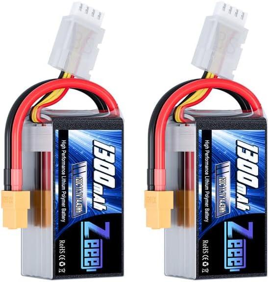 Zeee 11.1V 120C 1300mAh 3S RC Lipo Battery Graphene Battery with XT60 Plug for FPV Racing Drone Quadcopter Helicopter Airplane RC Boat RC Car RC Models(2 Pack)