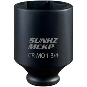 SUNHZMCKP 1/2 Inch Drive Impact Socket, SAE 1-3/4 In Deep Socket, CR-MO, 6 Point Axle Nut Socket for Easy Removal of Axle Shaft Nuts (1-3/4 Socket)