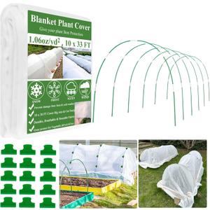 10x33FT Plant Covers Freeze Protection Kit, Garden Hoops Kit for Winter, Frost Cloths Plant Blanket Floating Row Cover for Winter Outdoor, Greenhouse Garden Hoop for Raised Bed Snow Protection