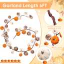 Fall Pumpkin Garland for Mantle Halloween Velvet Pumpkin Garland Autumn Harvest Hanging Decoration for Fireplace Mantel Porch Wall Centerpiece Thanksgiving Party Indoor 6ft(Brown)