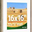 16x16 frame,Distressed Farmhouse Wood Pattern 16x16 picture frame Display 12x12 with mat,Horizontal and Vertical square frame16x16,Plexiglass,Wall Dcor,Light Wood Grain,1Pack