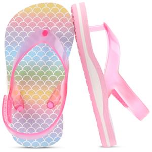 Toddler Flip Flops Girls Sandals Boys Kids Flip-flops Adjustable Back Strap Non Slip Sole Lightweight Cute Jelly Princess Sandal Girl Swim Pool Outdoor Summer Beach Rainbow Scale Toddler Size 6