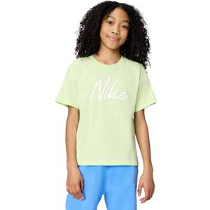 Nike Girls' Sportswear Club Modern Script Boyfriend T-Shirt (Green, M)