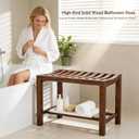 Rubber Wood Shower Bench, Non-Slip Waterproof Wooden Shower Stool for Adults & Elderly, Sturdy Bath Seat for Inside Shower or Tub 24.02" D x 14.96" H x 6.3" W