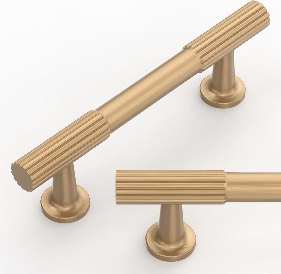 10 Pack Champagne Bronze Cabinet Pulls 3 Inch(76mm) Kitchen Cabinet Handles Cabinet Hardware for Drawer Pulls (3" Hole Center)