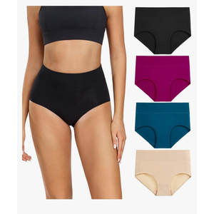 wirarpa Women's Cotton Underwear High Waisted Ladies Panties Full Coverage Briefs 4 Pack M