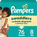 Pampers Swaddlers Diapers, Size 8 (30+ lbs), 76 Count, Absorbent, Keeps Baby Dry and Comfortable, Skin Safe Disposable Baby Diaper 