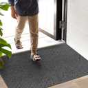 Color&Geometry Ultra Thin Indoor Door Mat 24"x36", Machine Washable Front Door Mat Non Slip, Low Profile Entrance Mat Indoor, Absorbent Doormat for Inside, Entry, Entryway, Dark Grey (FOLD)