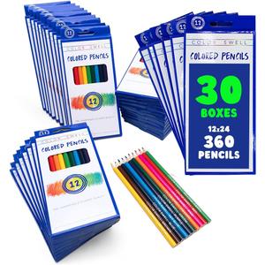 Color Swell Bulk Colored Pencils 30 Sets, 360 Pre-Sharpened Assorted Vibrant Colors Ideal for Kids, Teachers, and Classroom Supplies