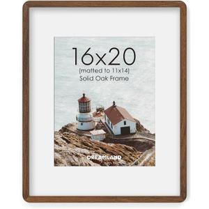 Dreamland 16x20 Walnut Finish Wood Picture Frame Matted to 11x14, 1 Pack, 16x20, Round Edge