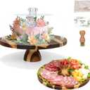 Acacia Wood Cake Stand with Lid  12" Round Cake Holder & Dessert Stand, 2-in-1 Charcuterie Board & Serving Platter for Cheese, Fruit  Acrylic Dome, Wedding Party Centerpiece