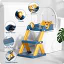 Potty Training Seat, Upgrade Toddler Toilet Seat for Kids Boys Girls, 2 in 1 Potty Training Toilet, Splash Guard Anti-Slip Pad Step Stool(Blueyellow-Pu)