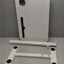 Height Adjustable Overbed Table with Drawer and Wheels, Rolling Standing Laptop Desk, Portable Bedside Tables with Slot, Cup Holder, Mobile Pneumatic Computer Cart, White