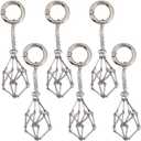 SUNNYCLUE 1 Box 8Pcs Crystal Holder Keychain Cage Keychains Bulk Stainless Steel Silver Empty Gemstone Stone Holders Rings Spring Key Chains for Jewelry Making Handbag Purse Craft DIY Supplies Adult